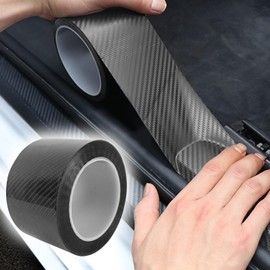 AUAMAYCO Car Door Sill Protector, 7cm x 10m Car Sill Protectors Strips, Black 5D Carbon Fiber Wrap Film, Anti-Scratch Anti-Collision Universal Car Stickers for for Car Protection