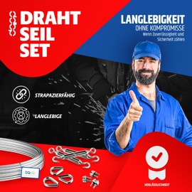 SET 10m wire rope stainless steel strand:7x7 3mm + 4 clips + many sizes avaliable - many sizes avaliable