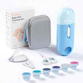 Baby Nail File Electric, 4-in-1 Battery Powered Baby Nail Trimmer Electric with Storage Case & Night Light for Newborn to Toddler, Nail Clipper/Scisso