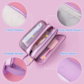 Mermaid Toiletry Bag - Travel Toiletry Bag Girls Kids Toiletries Travel Bag for Camping Trip Home Water-resistant Portable Girls Dopp Kit for Christmas Gift Organizer with Mesh Pocket