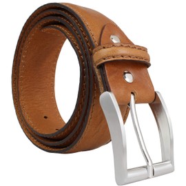 BELTINGER Full Cowhide Leather Belt with Stitching 4 cm Leather Belt for Men and Women 40 mm Cambered Jeans Belt Buckle Silver, Brown, silver