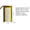 3.7V 3000mAh Rechargeable Lithium Polymer Battery - LiPo with JST