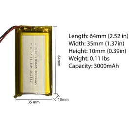 3.7V 3000mAh Rechargeable Lithium Polymer Battery - LiPo with JST Connector