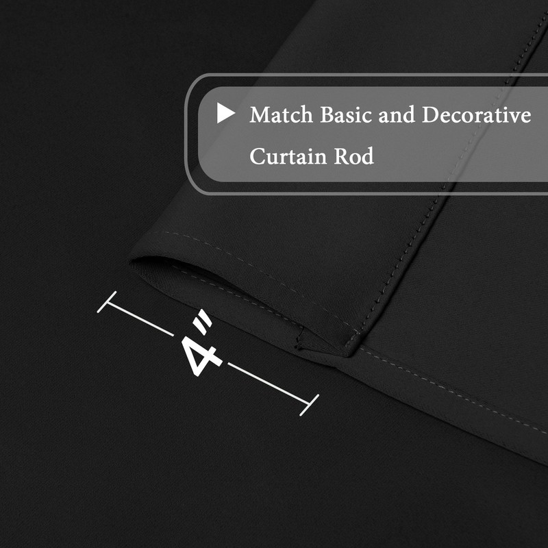 H.VERSAILTEX Thermal Insulated Blackout Curtain in Solid Black Tie Up