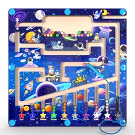 Magnetic Color and Number Maze - Montessori Toys for 3+ Year Old - Wooden Color Matching Learning Counting Puzzle Board -Toddler Activities Fine Motor Skills Toys for Boys Girls 3 4 5 Years Old