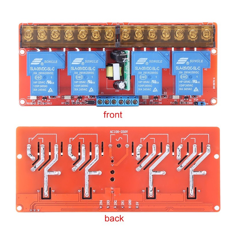 4 Channel Relay Module High Low Level Trigger DC 5V