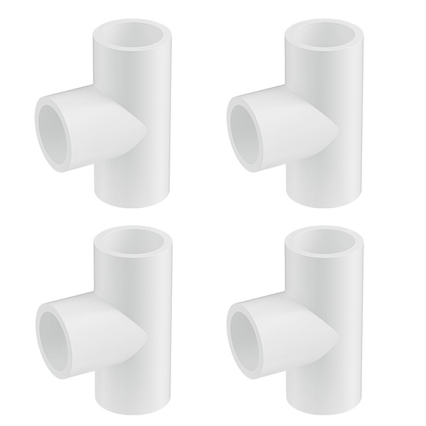 2" PVC 3 Way Tee Elbow Fitting, 4 Pcs Angle