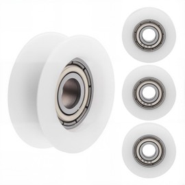 U-Groove Pulley, Pack of 4, 6 x 24 x 9 mm, U-Rille Roller Guide Wheel, Nylon Guide Roller Wheel for Doors and Windows, Cabinets, Drawers, Printers, White