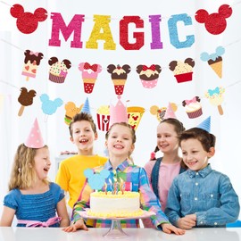 WooEver 22 Pcs Mouse Head Theme Banner Magic Mouse Birthday Party Garland