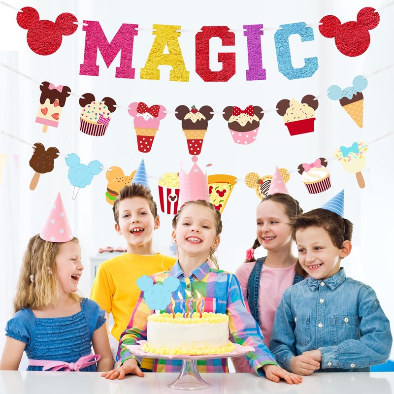 WooEver 22 Pcs Mouse Head Theme Banner Magic Mouse Birthday