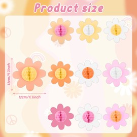 10PCS Daisy Honeycomb Balls Decorations Centerpieces for Tables Daisy Flower Hanging Ceiling Sign Groovy Boho Party Supplies for Hippie Retro Themed Birthday Baby Shower Bridal Shower Party Favor