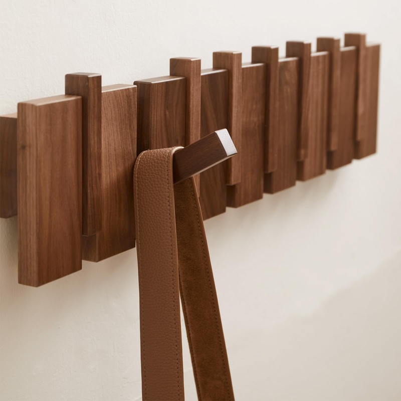 QUELLANCE Wood Coat Rack Wall Mount, Coat Hooks Hanger Wall