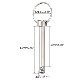 TA-VIGOR 4Pcs Quick Release Pins, 8mm Dia 55mm Length Bimini Top Pin Marine Hardware Carbon Steel for Boat Accessories Marine Hardware