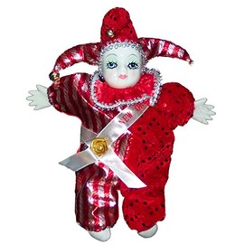 Porcelain Baby Clown Doll Mardi Gras New Orleans (Red)