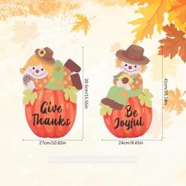 2pcs Fall Scarecrow Yard Stakes, Harvest Scarecrow Decorations with Stakes Autumn Outdoor Lawn Garden Yard Porch Supplies for Thanksgiving Decorations