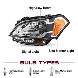 JSBOYAT Headlight Assembly Compatible with 2010-2011 Kia Soul Halogen Headlamp Replacement Left Driver Side