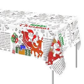 2pcs Christmas Coloring Tablecloth, 53.9x107.9 Inch Xmas Paper Table Cloth Christmas Table Decor Coloring Poster for Kids Home Classroom Activities Party Art Favors DIY Decorations