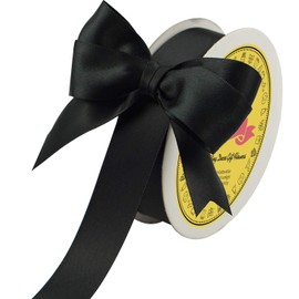 LEEQE Black Double Face Satin Ribbon 1" X 25 Yards Spool Bright Colors Very Suitable for Weddings Gift Package Wrapping Dancer Wand Sewing Party Hair Bow Invitation Decorations and More