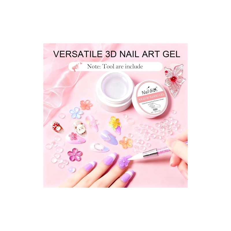 Nailgil Solid Builder Gel for Nail Polish, Solid Nail Glue