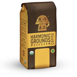 Harmonic Grounds Swiss Water Decaf | Organic Medium Roast Ground Coffee with Functional Mushrooms | Lion’s Mane, Reishi, Chaga, Cordyceps, Turkey Tail | Fruiting Body Only | No Caffeine | 14 oz