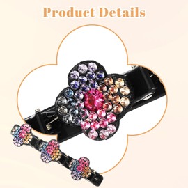 4pcs 2025 New Sparkling Crystal Stone Braided Hair Clips for Women With Rhinestones, Shiny Elegant Braided Hair Clips Accessories for Easily Quick Change of Look Styling Sectioning(Four Leaf)