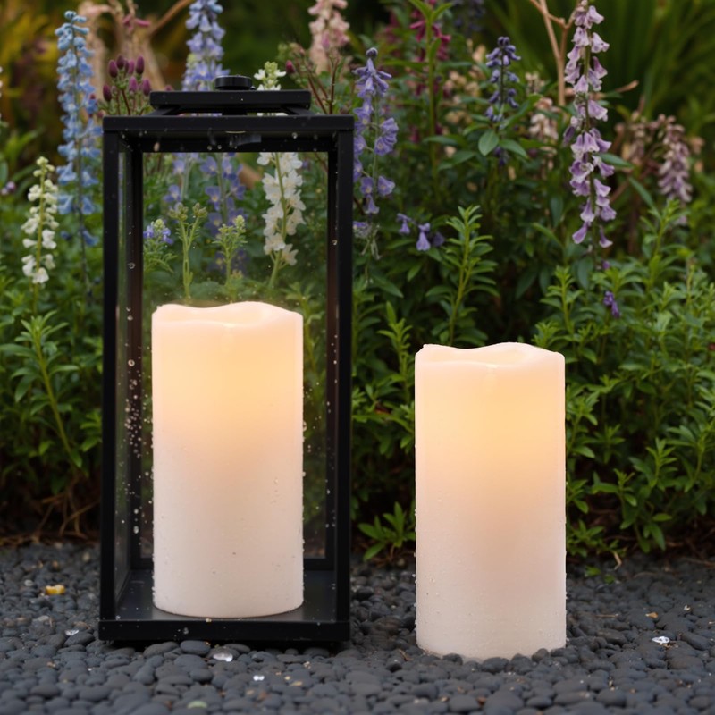 GenSwin Waterproof Outdoor Flameless Candles Battery Operated with Remote Timer,