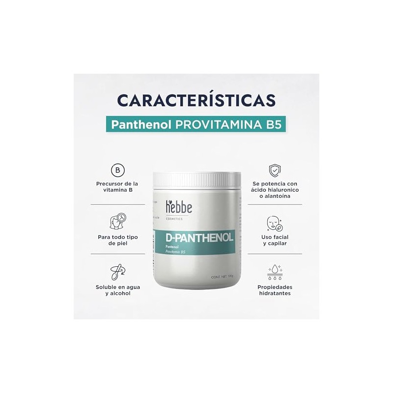 D-Panthenol 100 g |Provitamina B5 | Hidratación Profunda Piel y