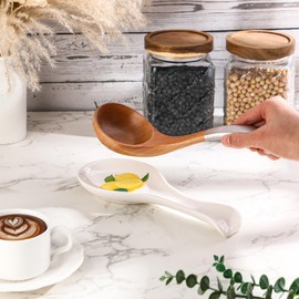 Potchen Lemon Spoon Rest Flower Utensil Holder Ceramic Spoon Rest for Stove Top Decoration Kitchen Lemon Accessories Housewarming Valentine's Day Mother's Day Gift, for Kitchen Coffee Bar