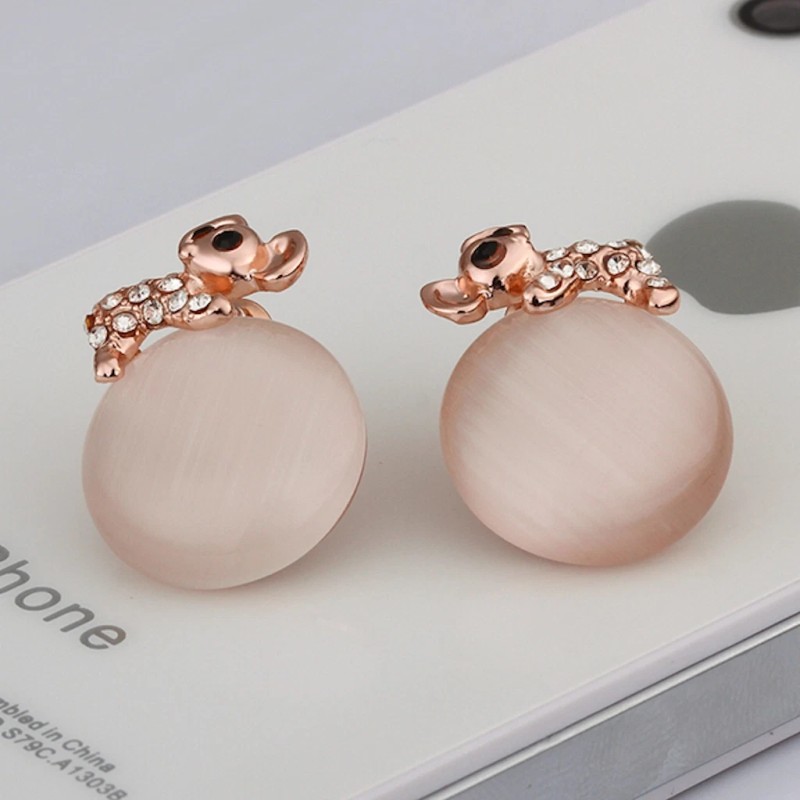 LZD 18K Rose Gold Zirconia Drop Stud Earrings L93