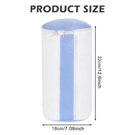 Shoe Washing Bag - White with Blue Mesh, Pair of 2,Laundry Bag with Durable Zipper Reusable Cleaning for Sneaker (COLOR:White+Blue)