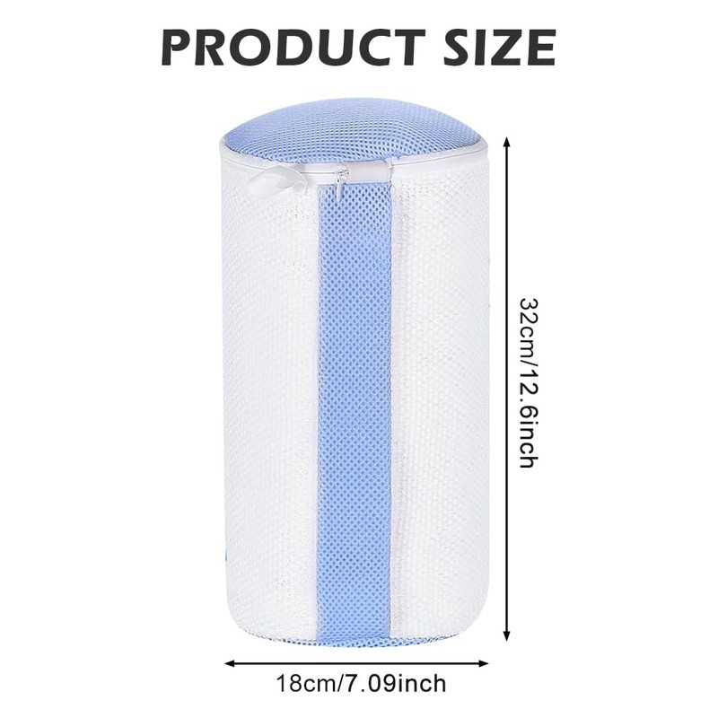 Shoe Washing Bag - White with Blue Mesh, Pair of