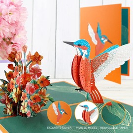 Pop Up Card Birthday Card with Envelope 3D Greeting Cards Folding Card Special Birthday Cards for Women Mum Children and Girls for Mother's Day, Wedding (Beautiful Bird)
