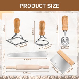 Baderke 9 Pcs Pasta Making Tool Set Include 1 Bamboo Pasta Drying Rack 1 Ravioli Maker Press 1 Gnocchi Board 1 Pasta Cutter 1 Rolling Pin 1 Filling Spoon 3 Ravioli Stamp Maker for Pasta Maker