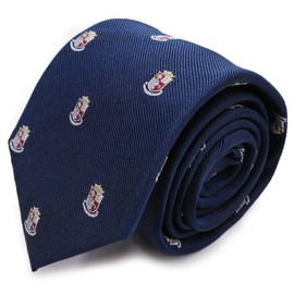 Michi Kolondon Brand Necktie, 100% Silk, Jacquard Woven Crest, Coat of Arms Pattern, D Pattern: D Navy