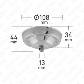 ElekTek Ceiling Rose with Strain Relief Diameter 108 mm Metal Designs Powder Coating for Ceiling Pendant Lights Brass