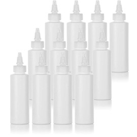 JUVITUS 4 oz / 120 ml White Plastic Cylinder Squeeze Bottle with Twist Top (12 Pack)