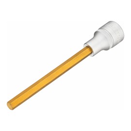Hazet Screwdriver Socket 986SL-8, Inner Hexagon 8 mm, 1/2 Inch Square, Hollow, TiN-Coated, Length 140 mm, Knurling, DIN 7422, Made in Germany