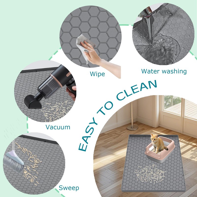 JSXZWOO Cat Litter Mat, Silicone Large Cat Mat for Litter