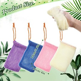 Shappy 8 bolsas de malla exfoliante para soporte de ducha, bolsillo de espuma de burbujas para mujeres, hombres y niñas (beige, azul, morado, rosa), p