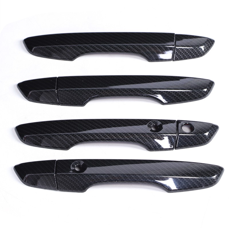 8pcs Smart Exterior Door Handle Cover Trim Carbon Fiber Style