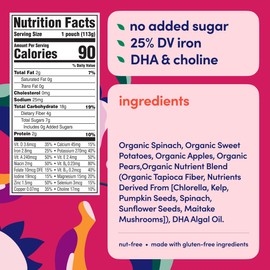 Cerebelly Baby Food Pouches – Organic Dairy Free Smoothies for Toddlers | No Added Sugar, Fiber, Non-GMO | Baby Smoothie Pouches | 4 Ounce BPA-Free Pouch | Spinach Strawberry| 12 Count