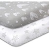 Travel Cot Fitted Sheet, 2 Pack, 100% Jersey Knit Cotton