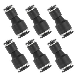 PATIKIL 6 Pcs Straight Union Push to Connect Fitting, 5/32" x 5/16" OD Tube Reducer Connector Quick Push Lock Adapter Air Hose Fitting for Pneumatic System Pipeline Connection, Black