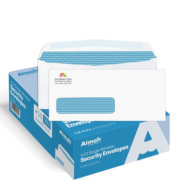 Aimoh 500#10 Custom Printed Single Left Window Envelopes - Text
