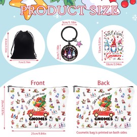 Luvsweets 3Pcs Gnomes Gifts for Women, Just a Girl Who Loves Gnomes Makeup Bag with Zipper, Keychain, Card with Envelopes, Birthday Christmas Winter Valentines Presents for Daughter Sister Besties