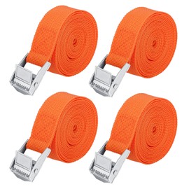 4Pcs Ratchet Tie Down Straps, 2.5m x 25mm Heavy Duty Lashing Straps, Adjustable Black Bike Rack Straps Tensioning Belts with Quick Release Cam Bukle for Vans,Motorcycle,Trucks,Trailer,Luggage,Cargo