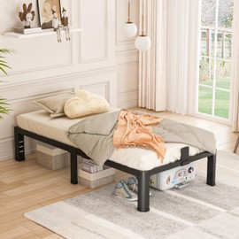 Bilily Metal Bed Frame Twin Size,12 Inch Twin Bed Frame with Round Corner Legs,Heavy Duty Steel Slats Support Platform Bed,No Box Spring Needed Easy Assembly Noise-Free for Kids Room,Single Bed,Black