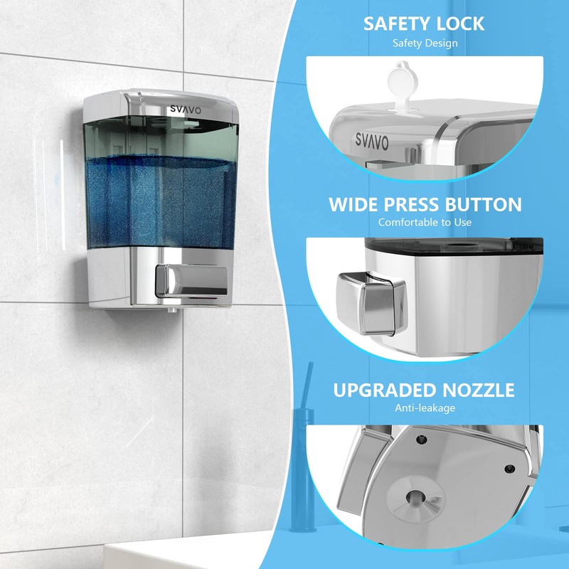 SVAVO Wall Mounted Soap Dispenser Kitchen Bathroom Manual Soap Dispenser