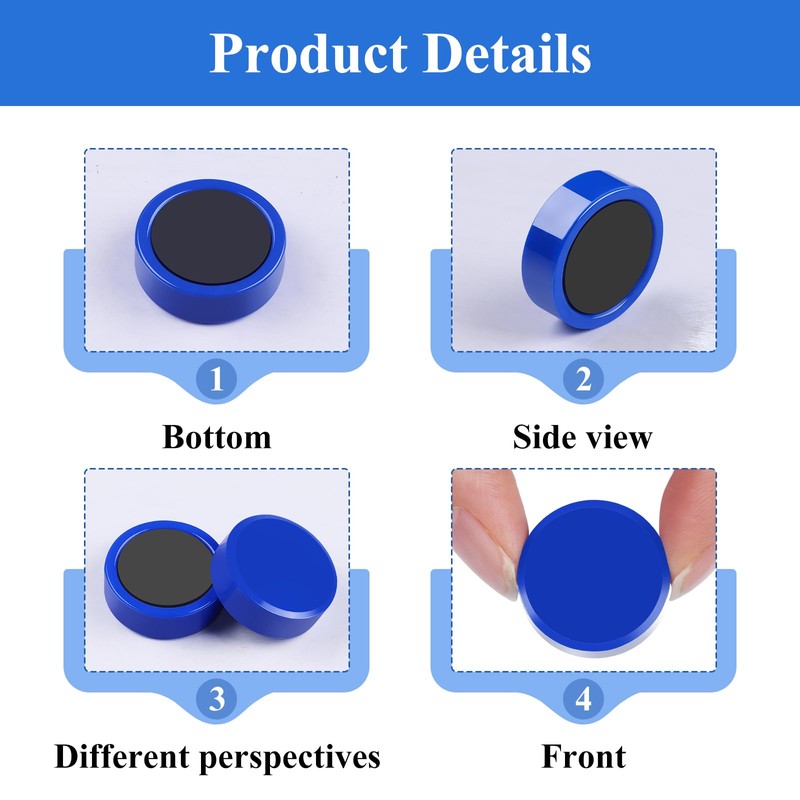 DUJEQM Fridge Magnets 30PCS Blue, Strong Magnet Mini Round Decorative