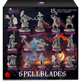 Wildspire Spellblades - Hero Player-Characters & NPC for DND Miniatures Unpainted Bulk 28mm-32mm Scale Dungeons & Dragons Minis D&D Figures Pathfinder DND Minis Accessories for Fantasy Tabletop Games